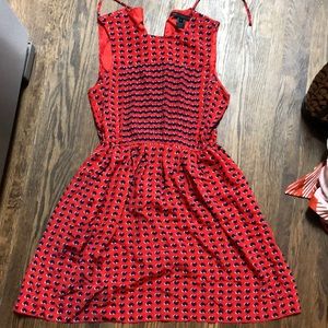 MARC by MARC JACOBS Flame Scarlet Heart Printed Silk Dress in Multi with Pockets